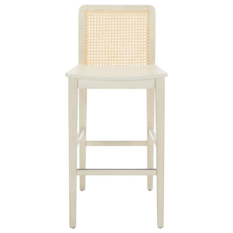 Safavieh Benicio Rattan Bar Stool, White/Natural
