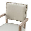 Swivel Office Task Chair With Nailhead Trim, Linen