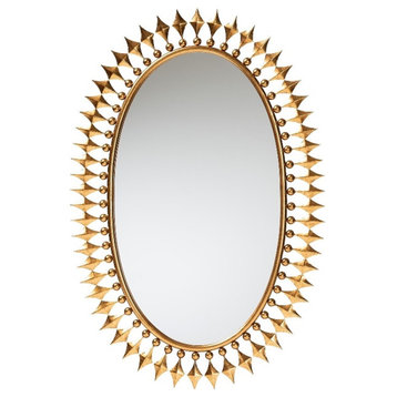 Rogier Modern Glam and Luxe Antique Goldleaf Metal Accent Wall Mirror