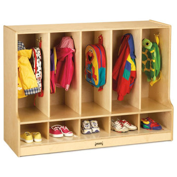 Toddler 5 Section Coat Locker With Step