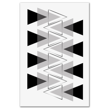 Modern Black and White Triangles 24x36 Canvas Wall Art