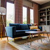 Lexington Mid-Century Modern Velvet Sofa, Dark Blue Velvet