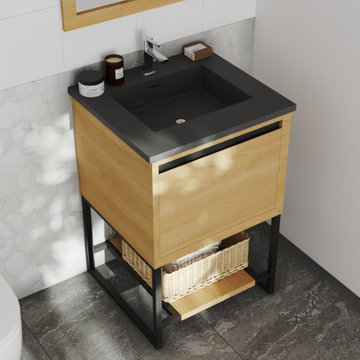 Laviva 313SMR-24CO-MB Alto 24 - California White Oak Vanity Cabinet + Matte Blac