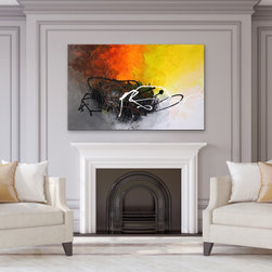 Preethi Arts - "Evolve" Original Large yellow orange gray Modern abstract Painting - Paintings