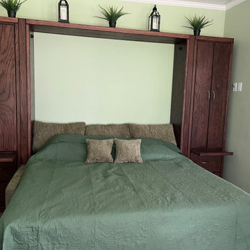 Savona King Sofa Murphy Wall Bed with a Lighted Shelf Leg