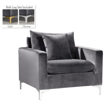 Naomi Velvet Upholstered Chair, Gray