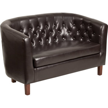 Hercules Colindale Series Brown Leather Tufted Loveseat