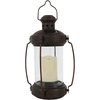 Sunnydaze Outdoor Antique Hanging Solar Lantern with Candle and LED - 12-Inch
