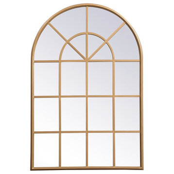 Macey Metal Windowpane Mirror, 28"x41", Brass