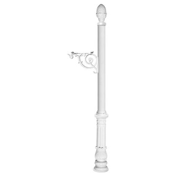 Lewiston Post Only-Support Bracket, Ornate Base, Pineapple Finial, White