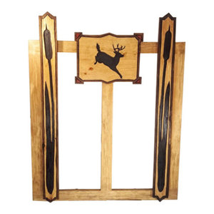 Screen Door Kit Hand Carved Wood Silhouette Arrow And Deer Red