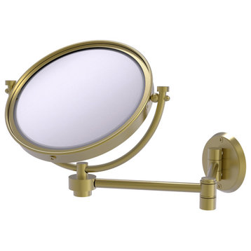 8" Wall-Mount Extending Make-Up Mirror 5X Magnification, Satin Brass