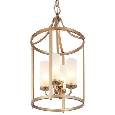 LNC 4-Lights Modern Polished Gold Drum 23"H Mini Chandelier