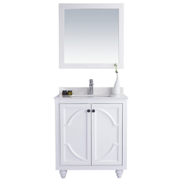 Odyssey, 30" White Cabinet With White Quartz Countertop