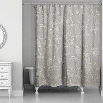 Gray Fall Pattern 71x74 Shower Curtain