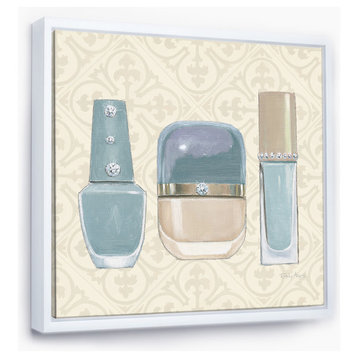 Designart Glam Cosmetics Blue Accessories Fashion Painting Print, White, 30x30