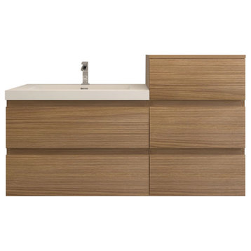 BTO 50" Wall Mounted Bath Vanity With Reinforced Acrylic Sink, Rose Wood