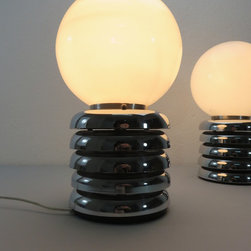 l&aacute;mparas cristal y acero cromado a&ntilde;os 60. E24. - Table Lamps