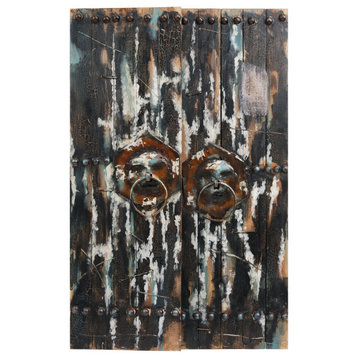 "Antique Wooden Doors 2" Primo Mixed Media Hand Painted Wall Sculpture