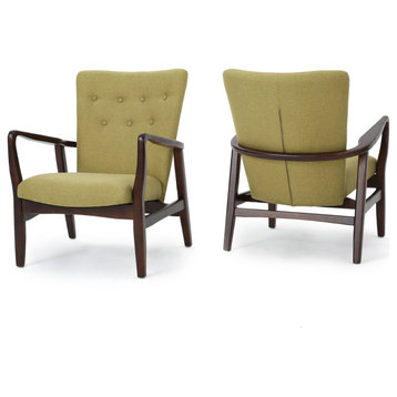 GDF Studio Suffolk French Style Fabric Arm Chairs, Wasabi, Set of 2