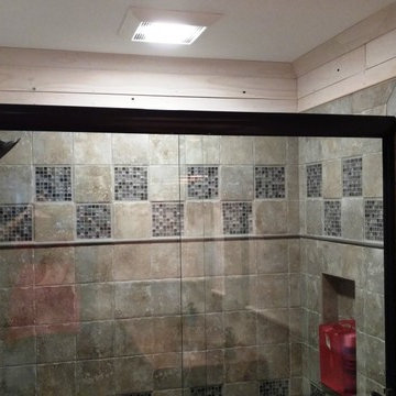 Bathroom remodel with tiled shower