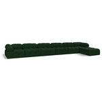 Meridian Furniture - Ames Boucle Fabric L-Shaped Modular Sectional, Green, 7-Piece: 4 Armless Chair, 2 Corner Chair, 1 Ottoman - Introduce a touch of modern sophistication to your living area with the exquisite Ames Boucle Fabric Sectional. With plush green boucle fabric and unique design, it will elevate the visual appeal of your living space. This elegant and captivating sectional can be mixed and matched with other pieces from the collection to create an endless array of stunning looks. So, get ready to transform your living area into an inviting and stylish haven with the Ames Boucle Fabric Sectional.