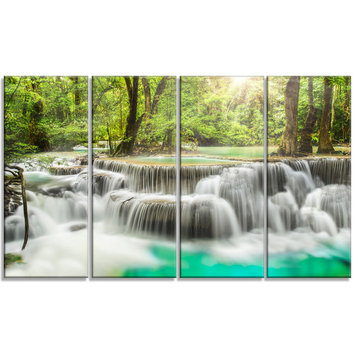 "Kanchanaburi Erawan Waterfall" Canvas Photo Print, 4 Panels, 48"x28"
