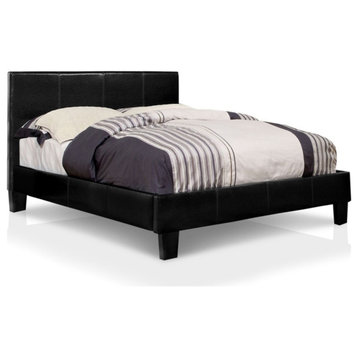 Furniture of America Ramone Faux Leather King Platform Bed in Espresso