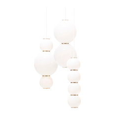 Formagenda Pearls Three-Arm Chandelier, White Cable and Brass, White Cable and B