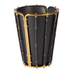 WASTE BIN BLACK RESIN / BRASS - Wastebaskets