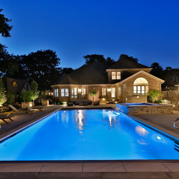 Prospect Heights Outdoor Living Project with Swimming Pool and Hot Tub