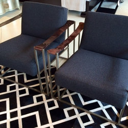 Loren Leather, Iron and Fabric Chair - Armchairs And Accent Chairs