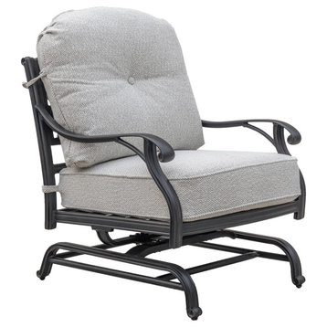 Carlsbad Cast Aluminum Club Motion Chair With Cushion, Set of 2, Dark Lava Bronze/Sandstorm