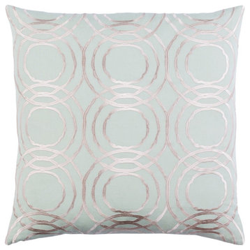 Ridgewood by A. Wyly for Surya Down Pillow, Mint/Cream, 20' x 20'