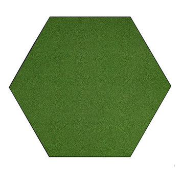 FurnishMyPlace Green Turf Artificial Grass 6' Hexagon Indoor/Outdoor Area Rug