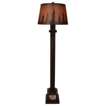 Aspen Mission Style Floor Lamp With Poplar Bark Accents