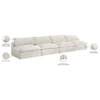 Cozy Velvet Upholstered Comfort Modular Armless Sofa, Cream