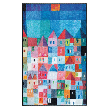 Colourful Houses Door Mat, 120x75 cm