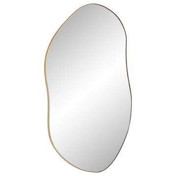 Noria 45" Tall Irregular Rectangular Oval Mirror, Burnished Brass