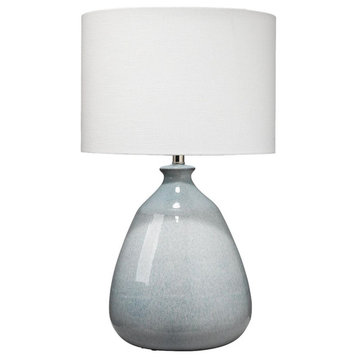 Soft Blue Fat Bulb Shaped Ceramic Table Lamp 28 in Reactive Glaze Large