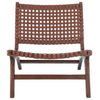 Lana Leather Woven Arm Chair, Borwn/Cognac