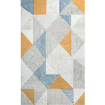 Company C Griffin Hand-Tufted Wool Area Rug, Blue, 8"x10"