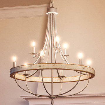 Luxury Modern Farmhouse Chandelier, 35.25, Galvanized Steel Finish