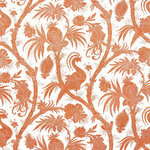 SCALAMANDRE - Balinese Peacock Linen Print, Mandarin - LINEN / LINEN BLEND
