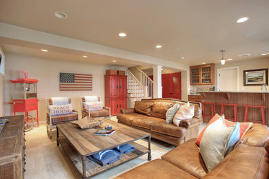 Elegant family room photo in Seattle