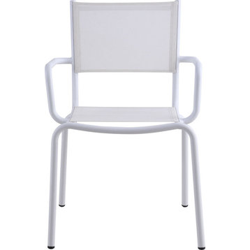 Outdoor Arm Chair with Aluminum Frame (Set of 4) - Matte White