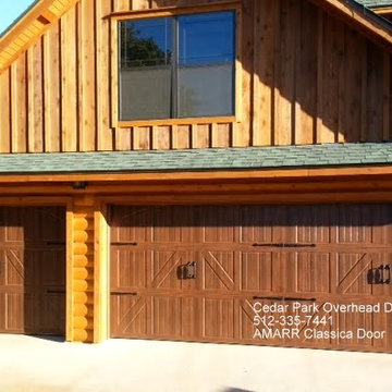 Carriage house overhead garage doors