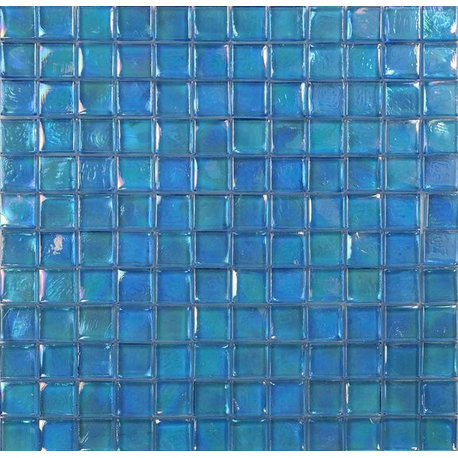 Mosaic Glass Tile Squares For Swimming Pool, Wet Areas & More, Light Blue