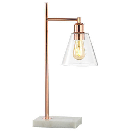 Lorena 22.25" Modern Glam Metal/Marble LED Table Lamp, Copper by JONATHAN  Y