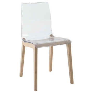 LeisureMod Marsden Modern Dining Side Chair With Beech Wood Legs, Natural Wood